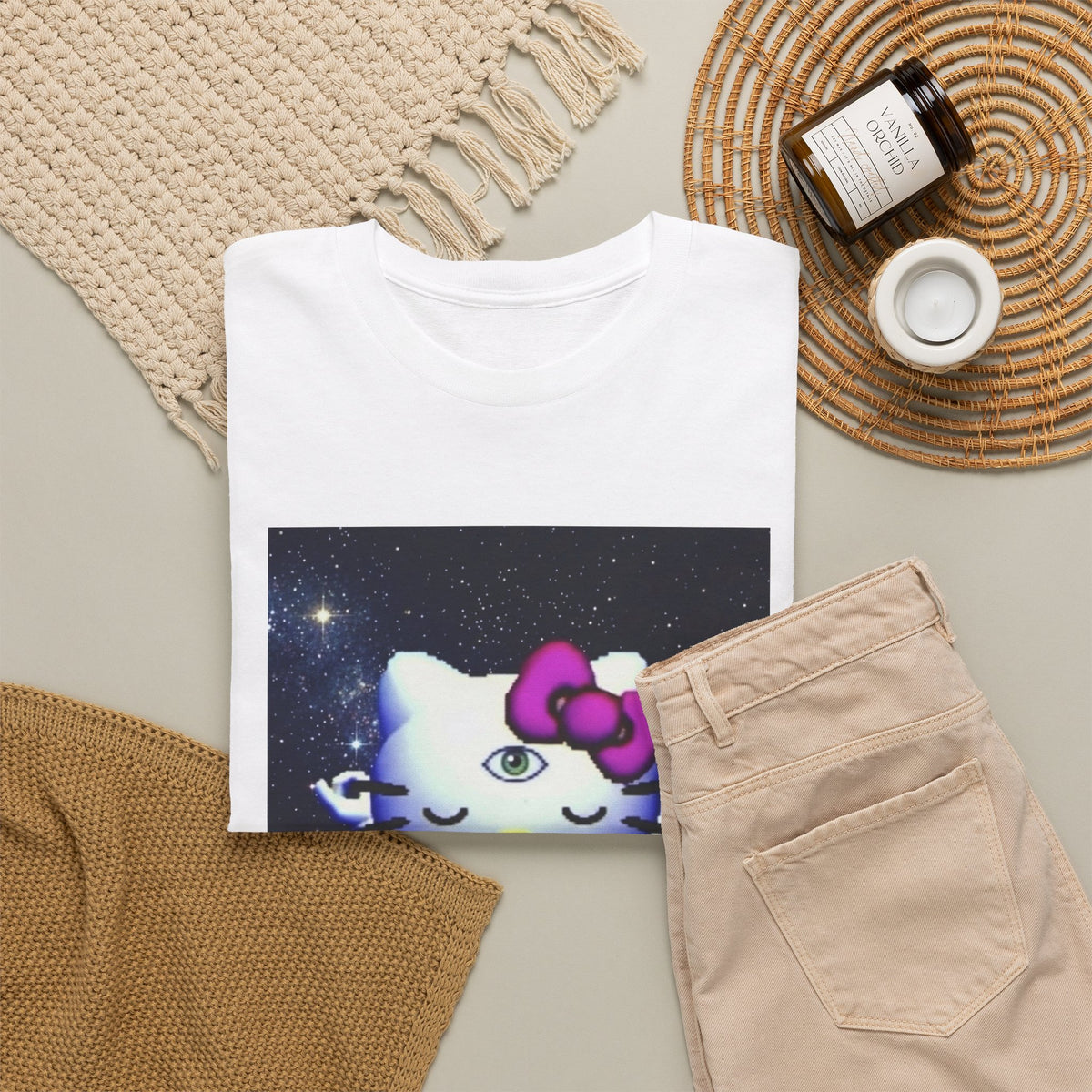 Third Eye Kitty Meditating In Space Tee