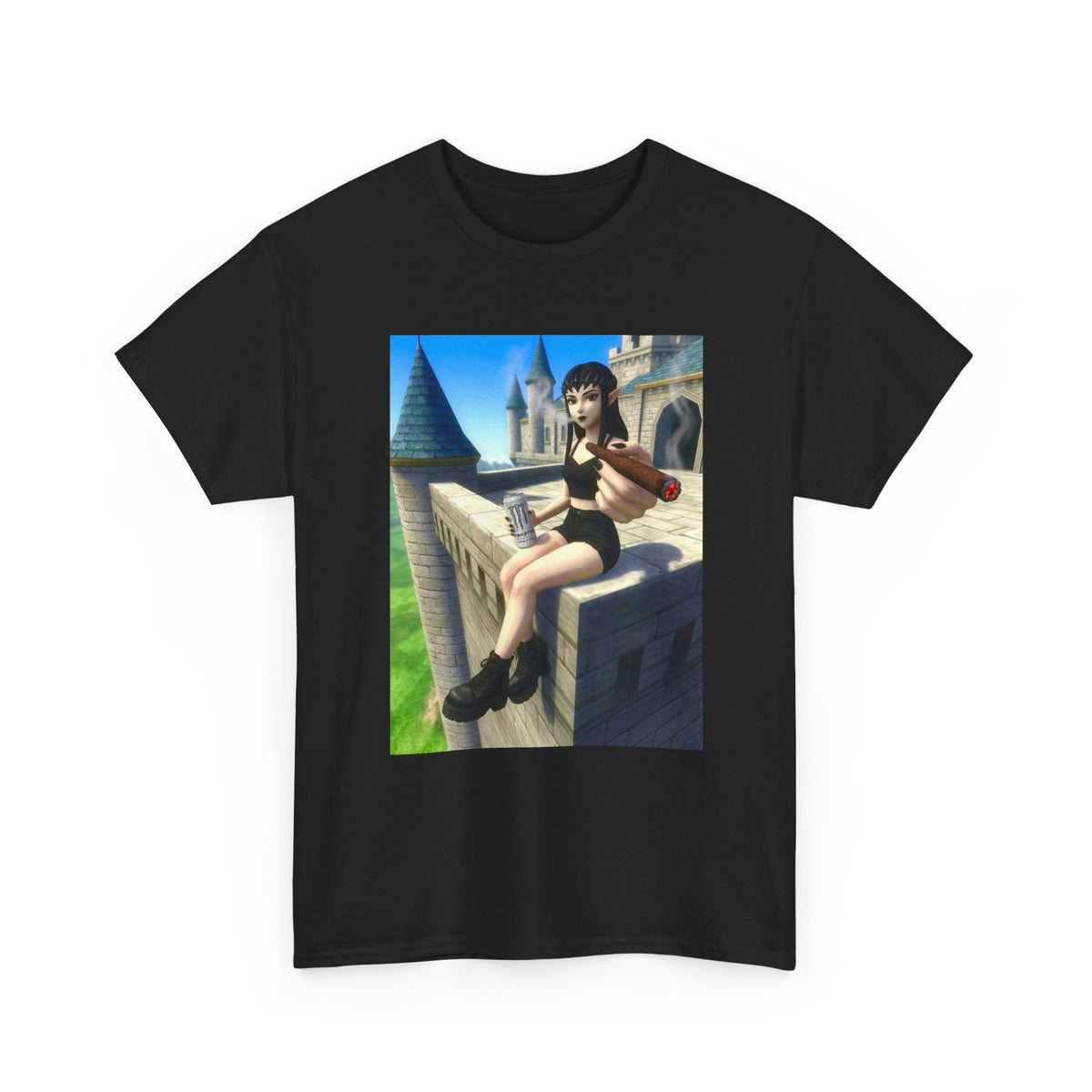 Elf Babe Chilling With Cigar And Drink Tee