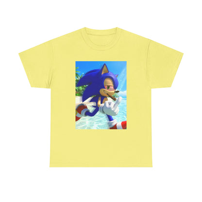 Sonic Smoking Blunt At Beach Tee