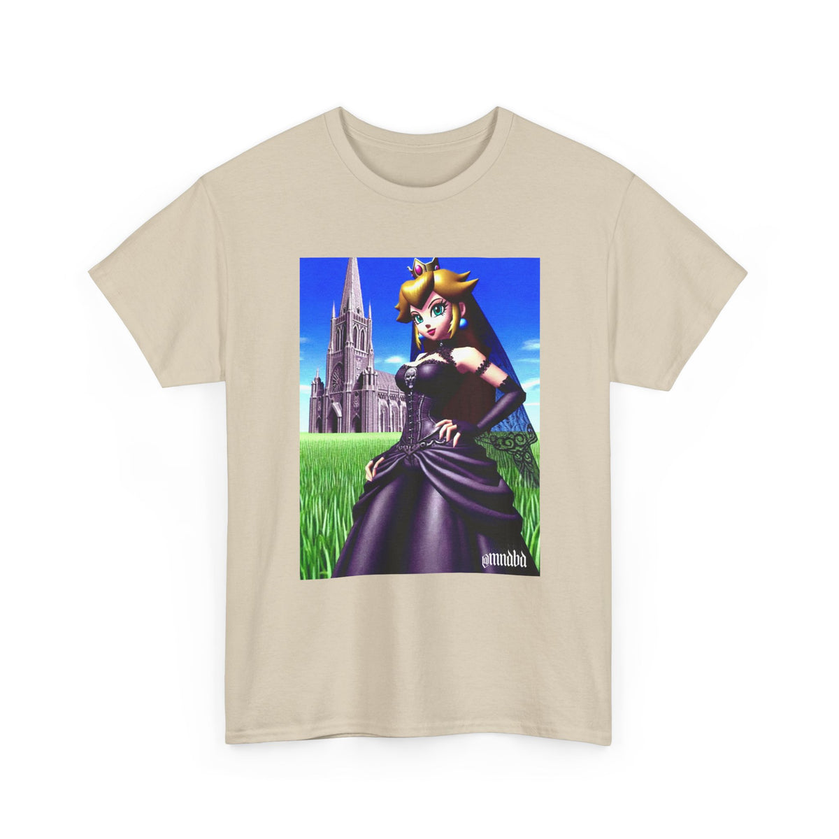 Gothic Princess Peach Posing Before Cathedral