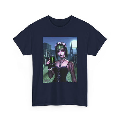 Goth Girl Holding Monster Energy In Cemetery