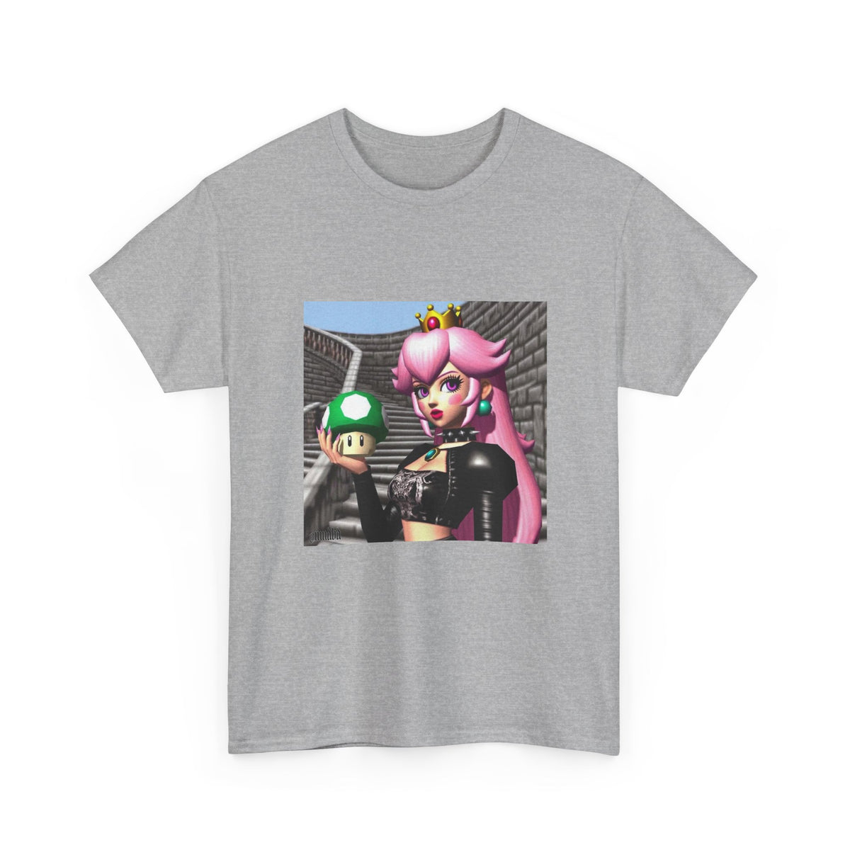 Goth Peach Holding A Green Mushroom Tee