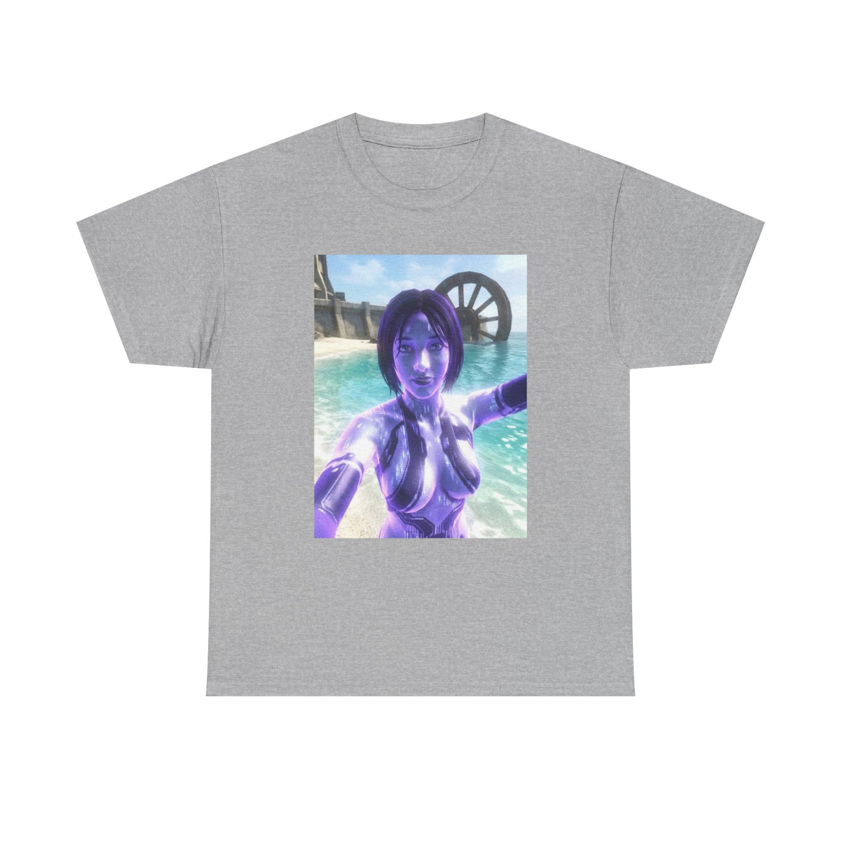 Holographic AI Taking Beach Selfie Tee