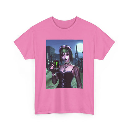 Goth Girl Holding Monster Energy In Cemetery