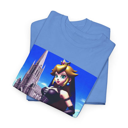 Gothic Princess Peach Posing Before Cathedral