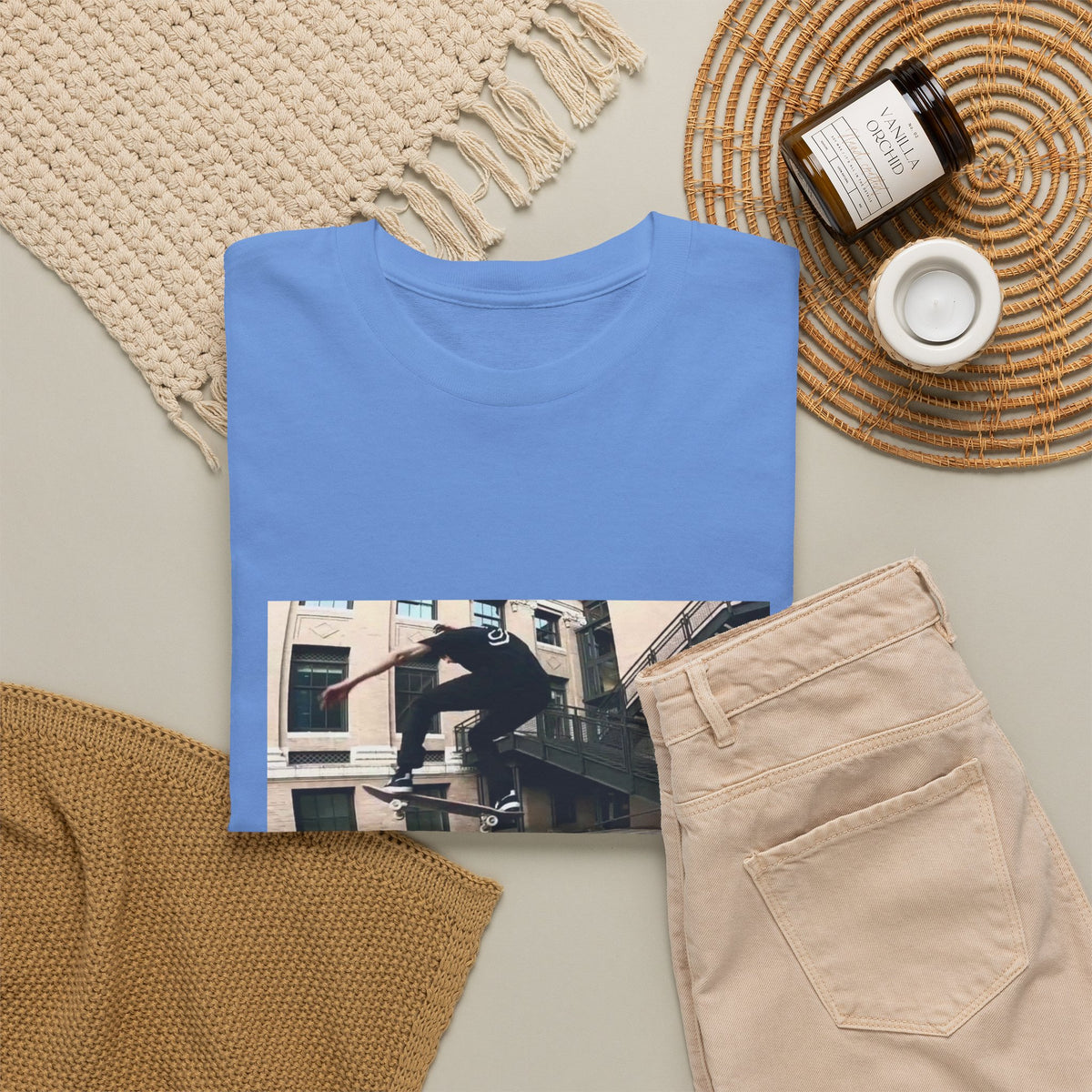 Skater Riding Through Cloud Passage Tee