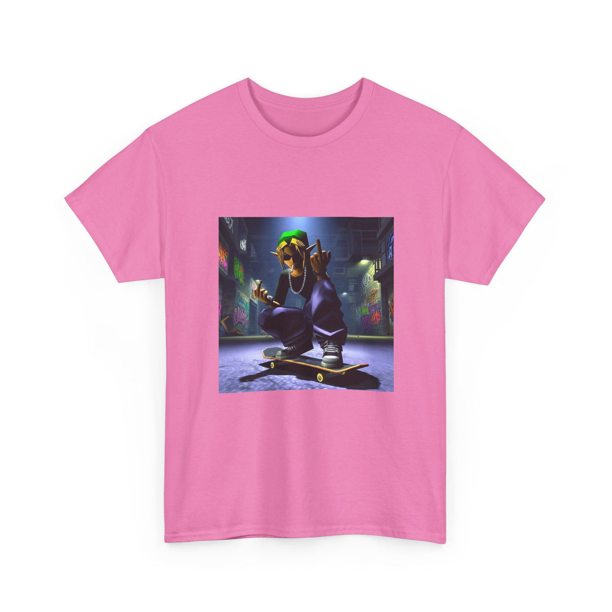Edgy Ocarina Link Skater Flipping Off Tee
