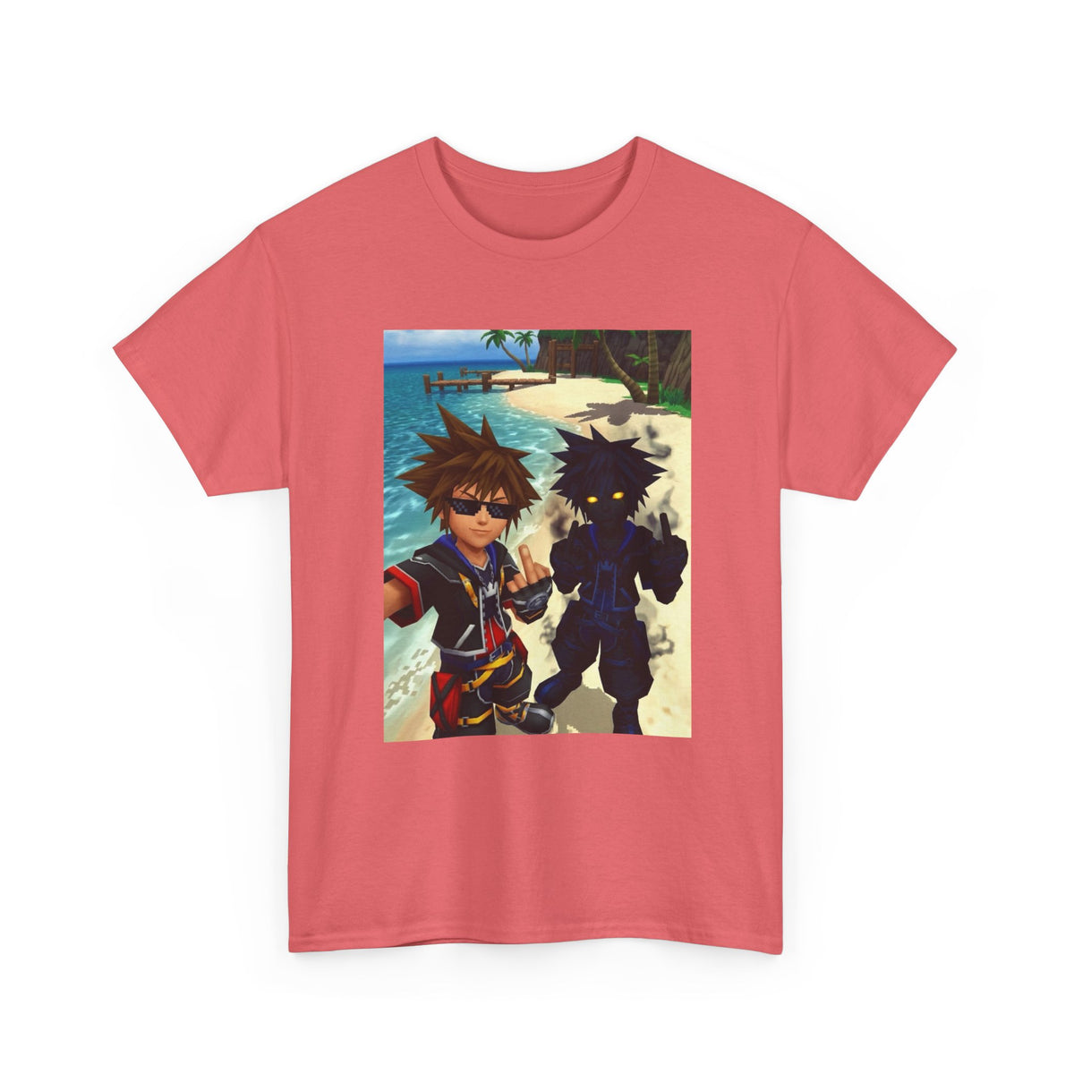 Sora And Dark Form Flipping Off At The Beach