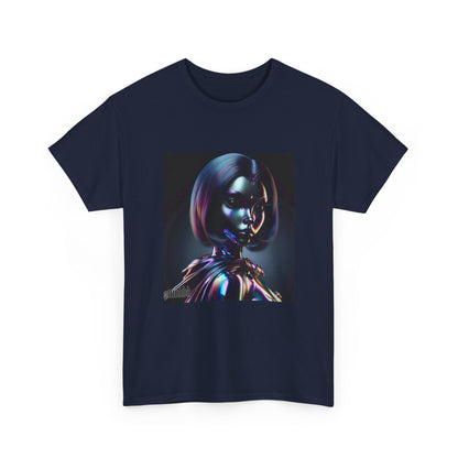 Holographic Cyberpunk Raven Stares Intensively