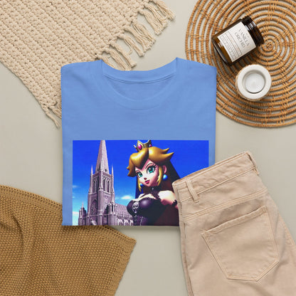Gothic Princess Peach Posing Before Cathedral