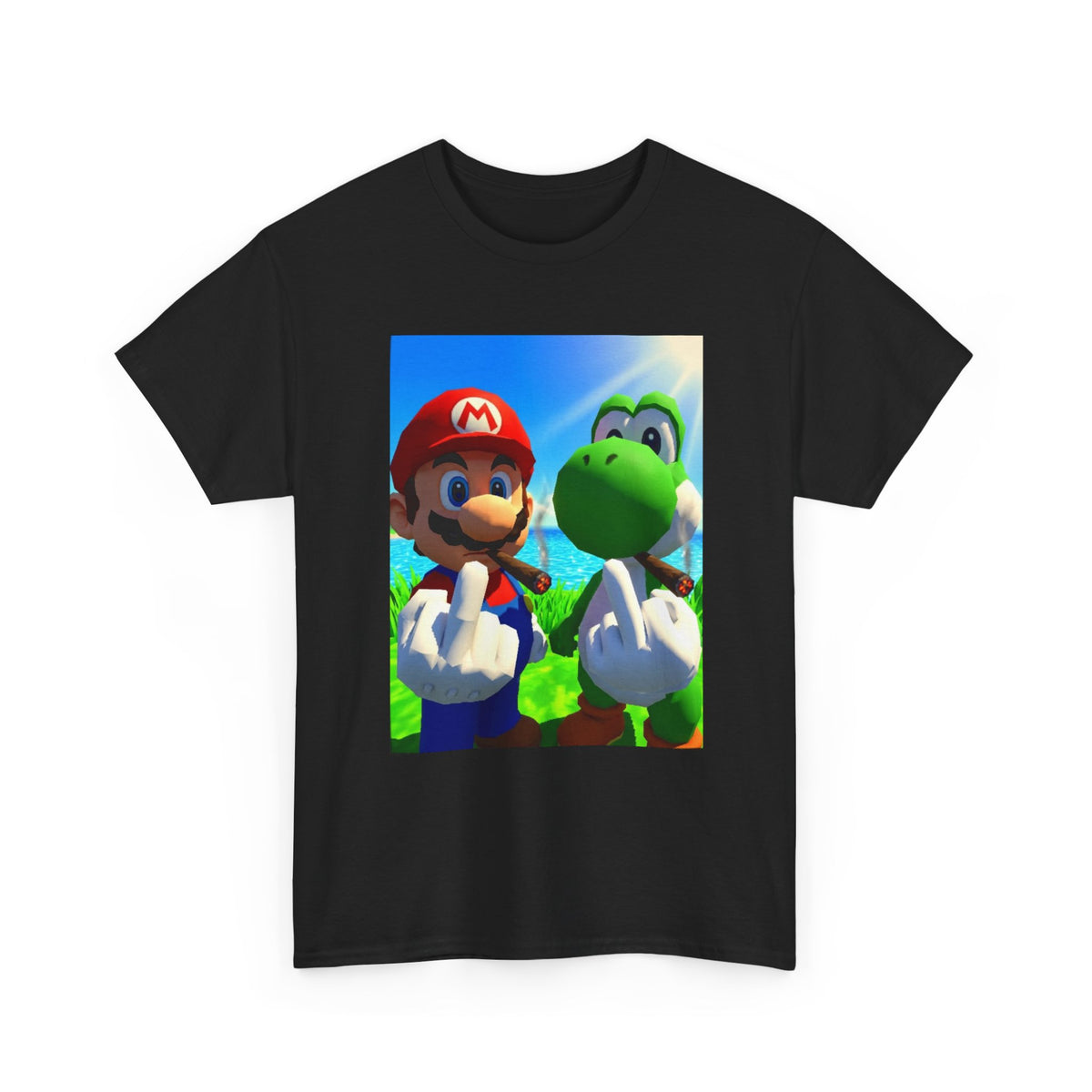 Mario And Yoshi Flipping The Bird