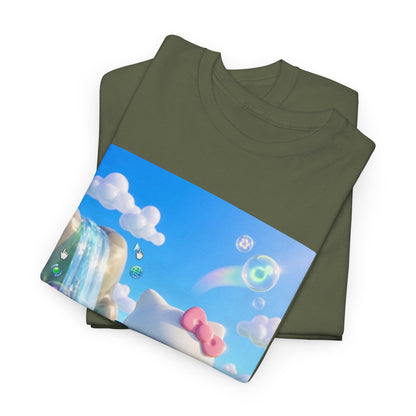 Kitty Flips The Bird In Dreamy Landscape Tee