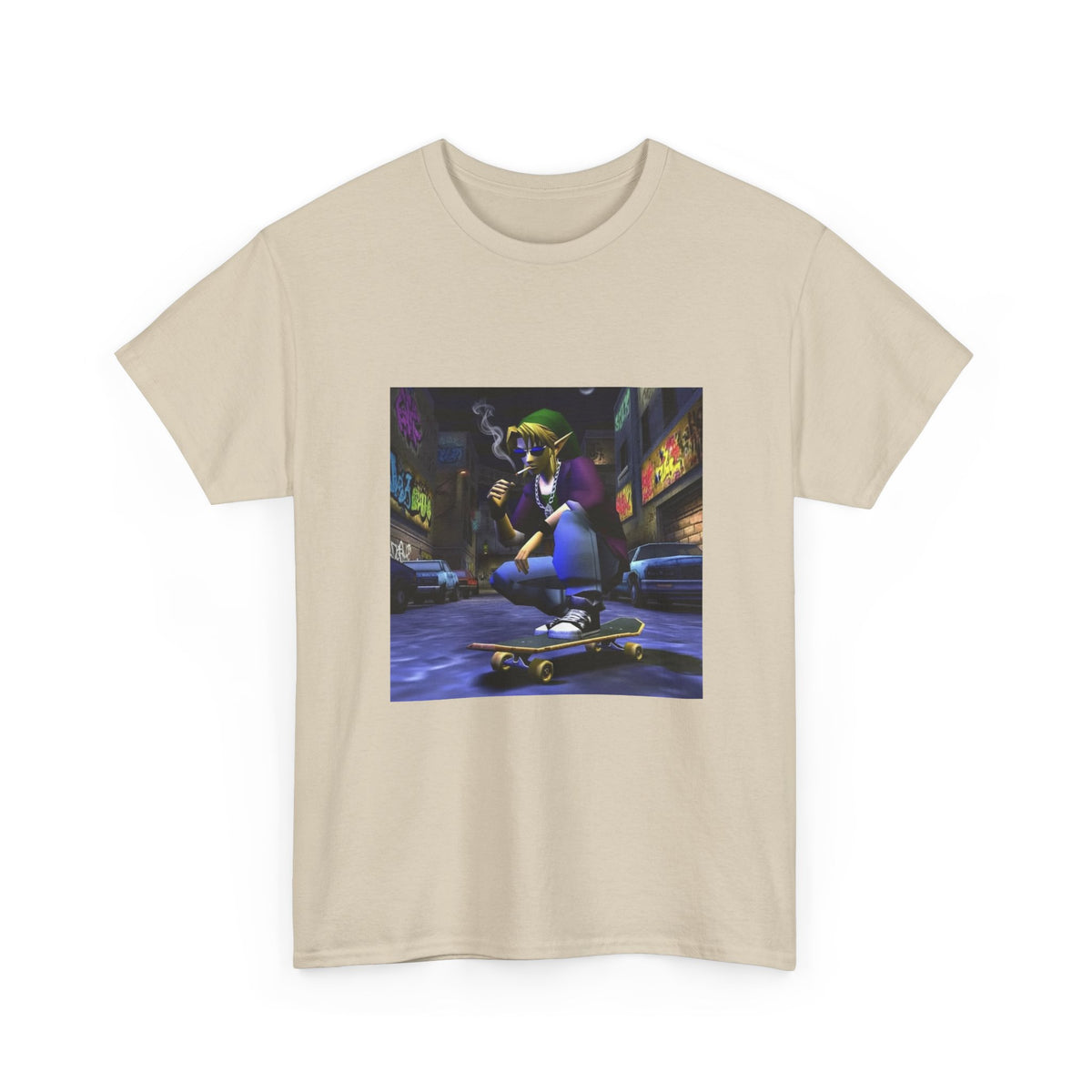 Skater Link Smoking In Gritty Alley Tee