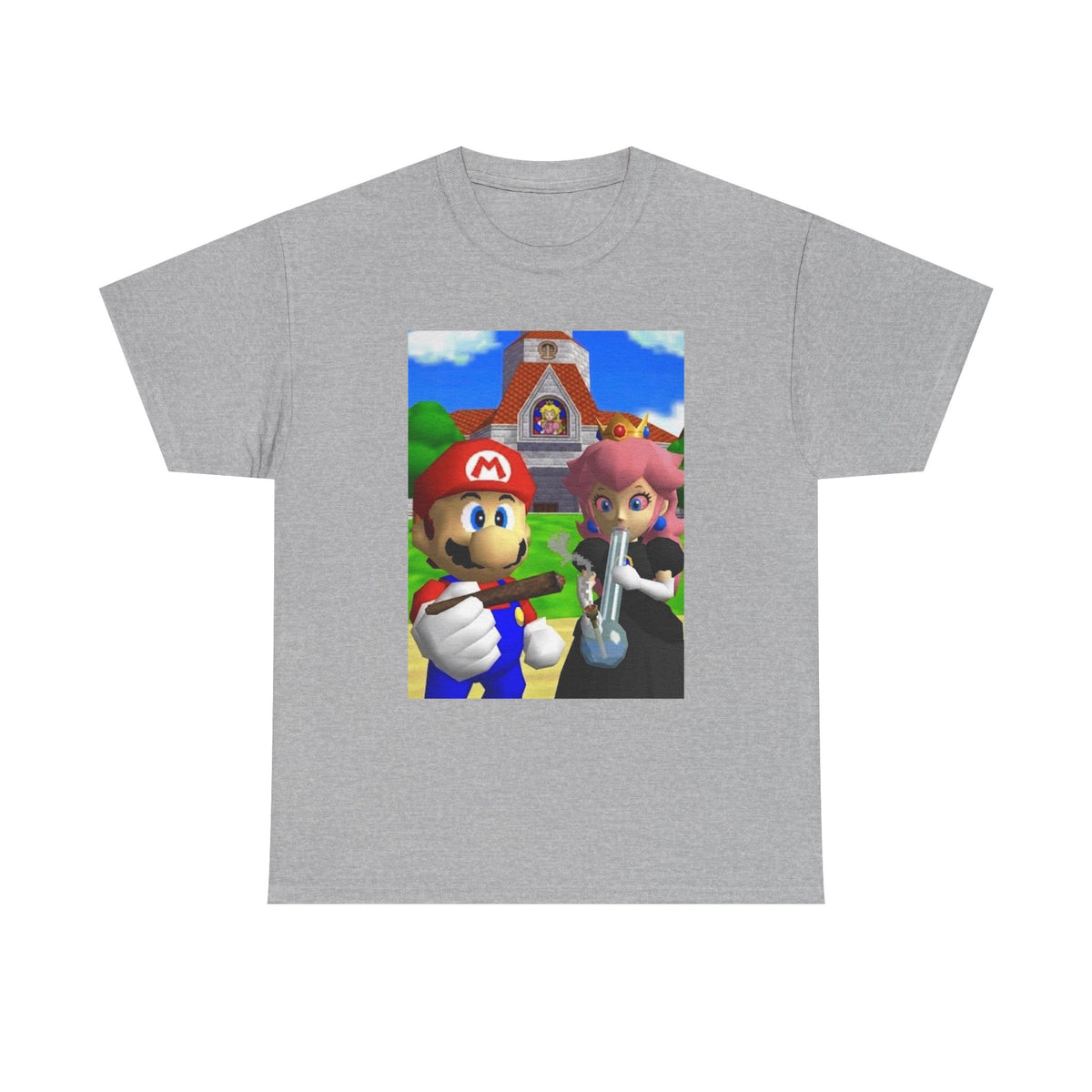 Mario and Peach Puffing Outside Castle