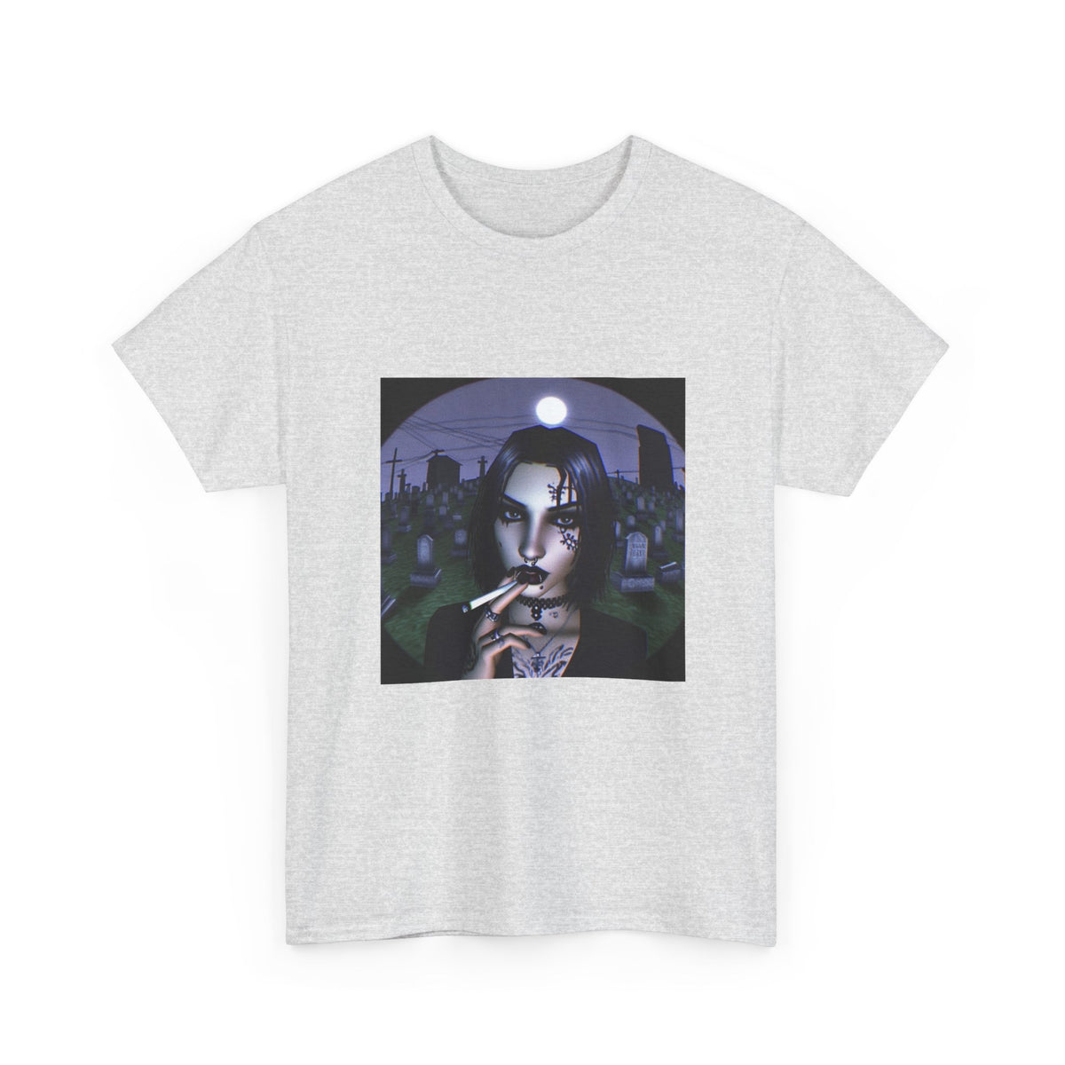 Goth Queen Smoking In Cemetery Moonlight Tee