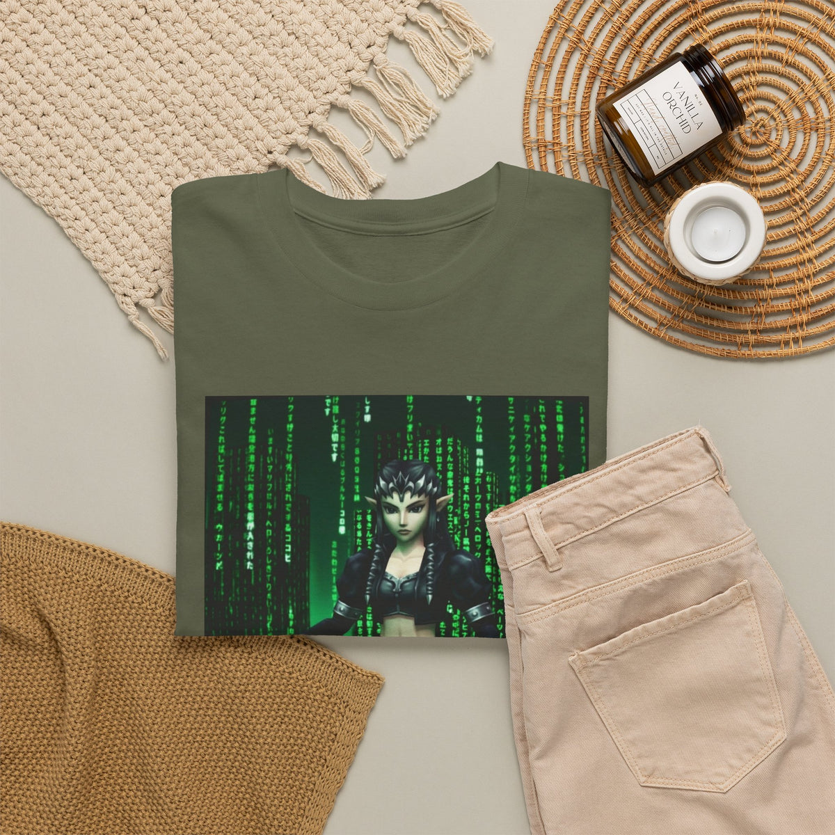 Cyberpunk Elf Queen In The Matrix City Tee