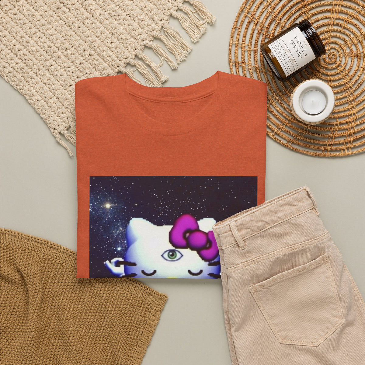 Third Eye Kitty Meditating In Space Tee