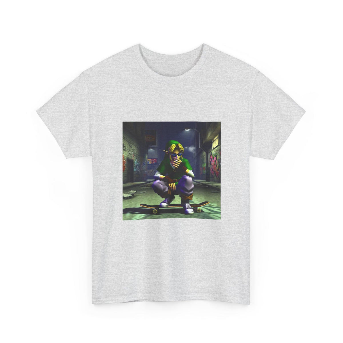 Edgy Link Smoking On Skateboard