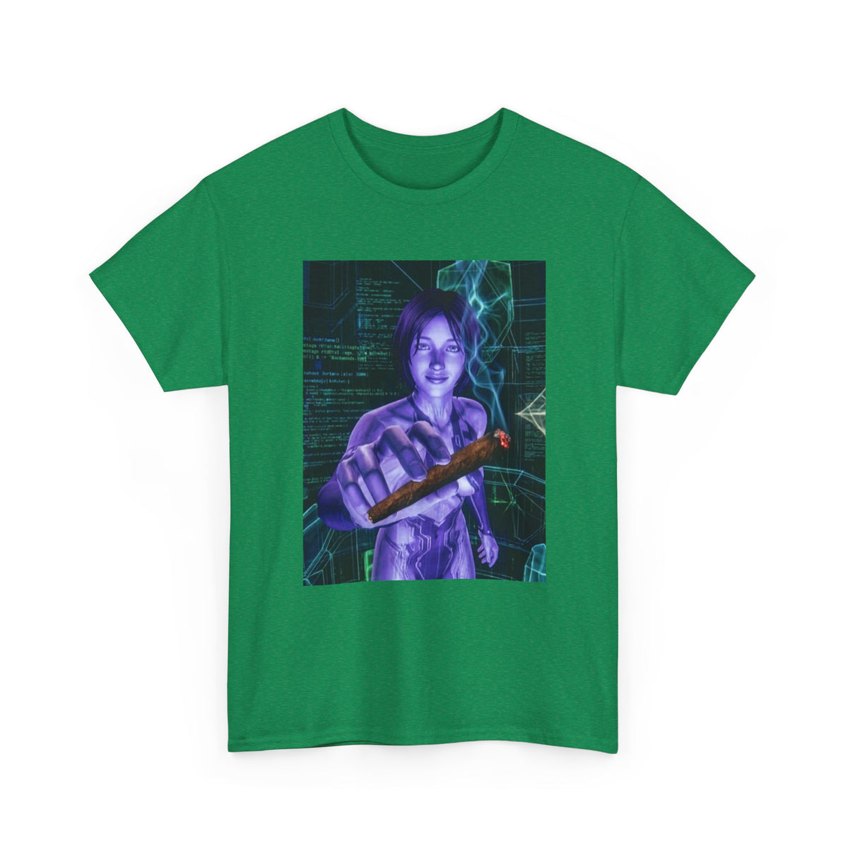 AI Cyber Girl Offering Blunt Tee