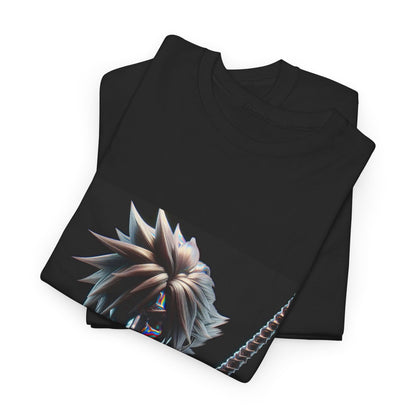 Chrome Spiky-Haired Warrior Reflecting Rainbows Tee