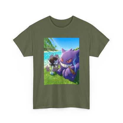 Gengar and Gastly Enjoying a Tropical Smoke Session