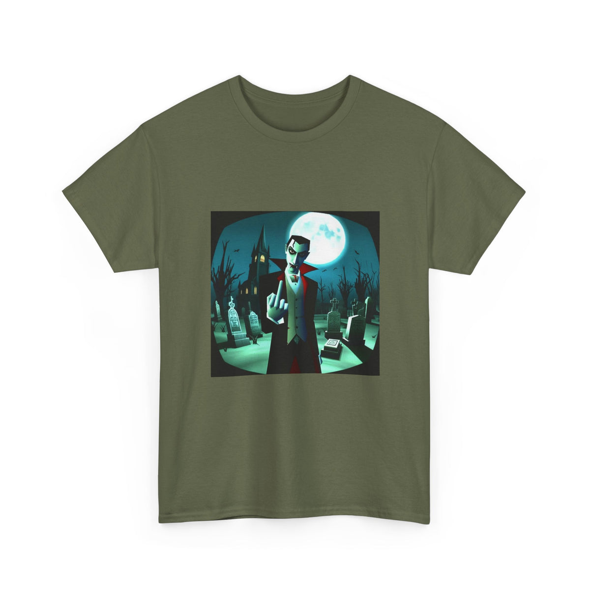 Vampire Giving The Finger In Cemetery Tee