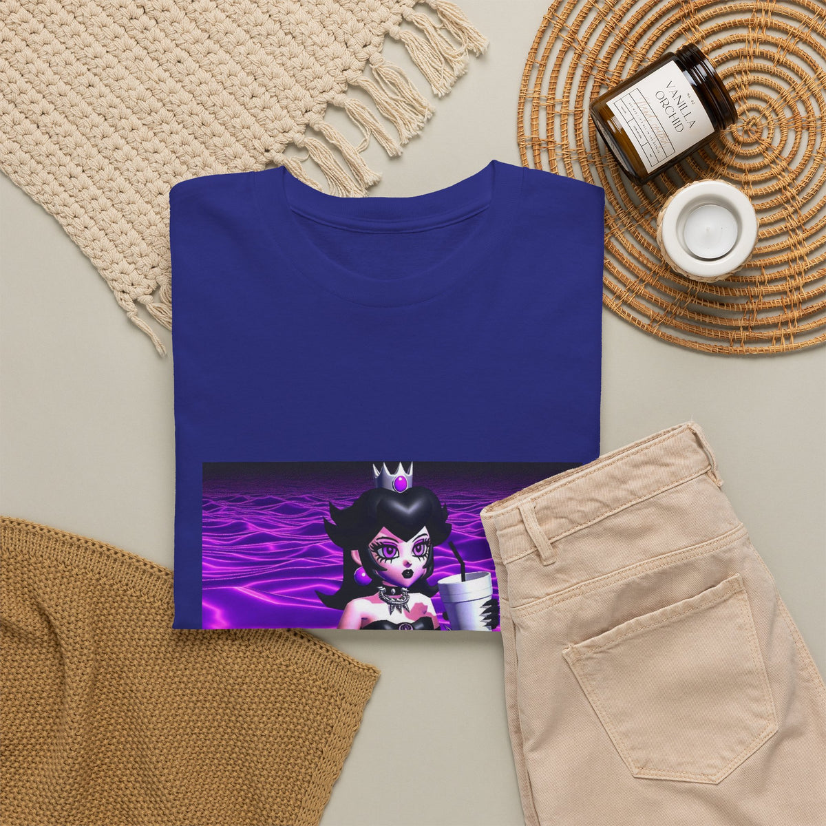 Goth Peach Wading In Purple Waves