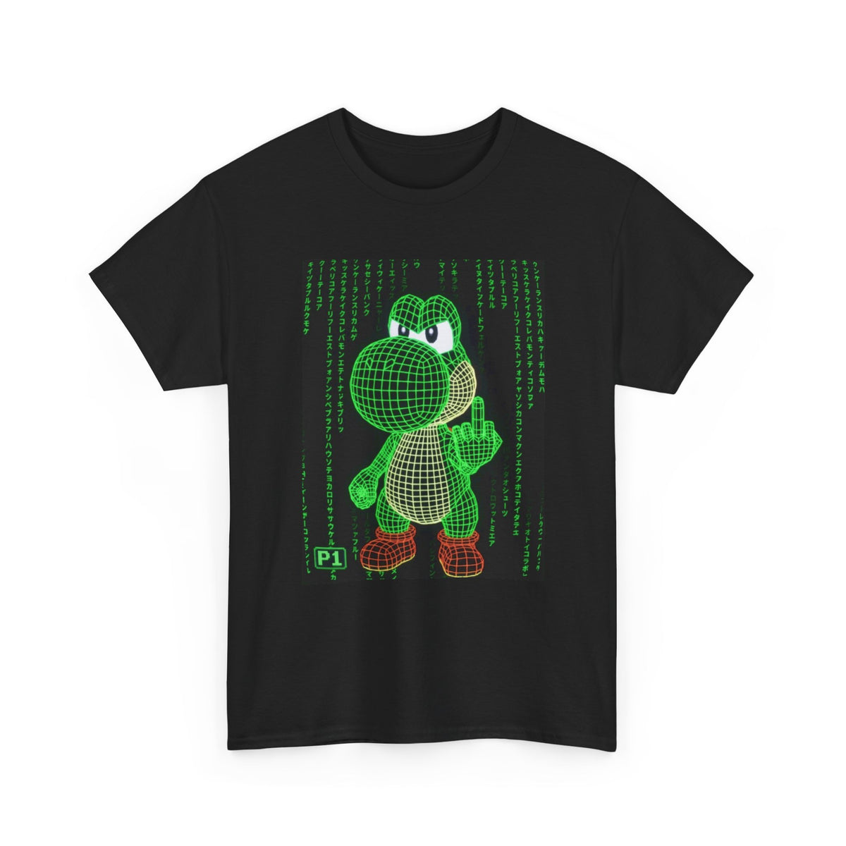 Wireframe Yoshi Flipping The Bird Tee