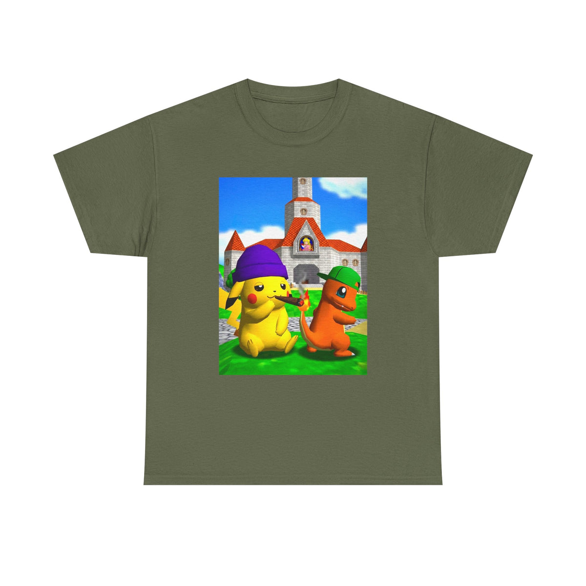 Pikachu And Charmander Chilling At Peach's Castle Tee