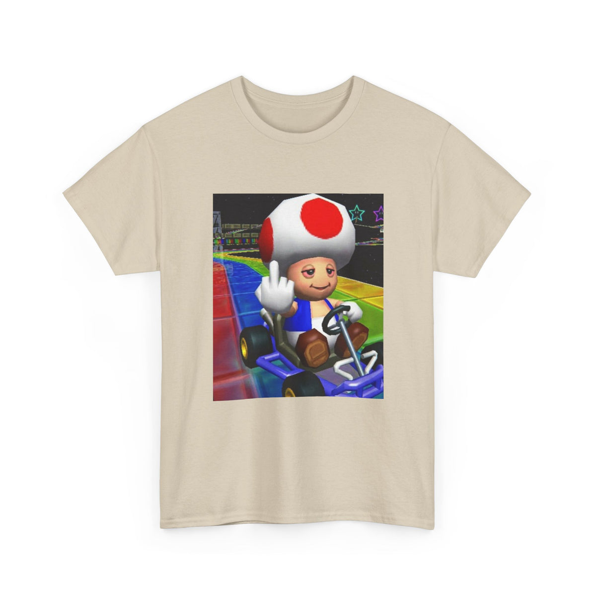 Stoned Toad Driving Kart Flipping Bird