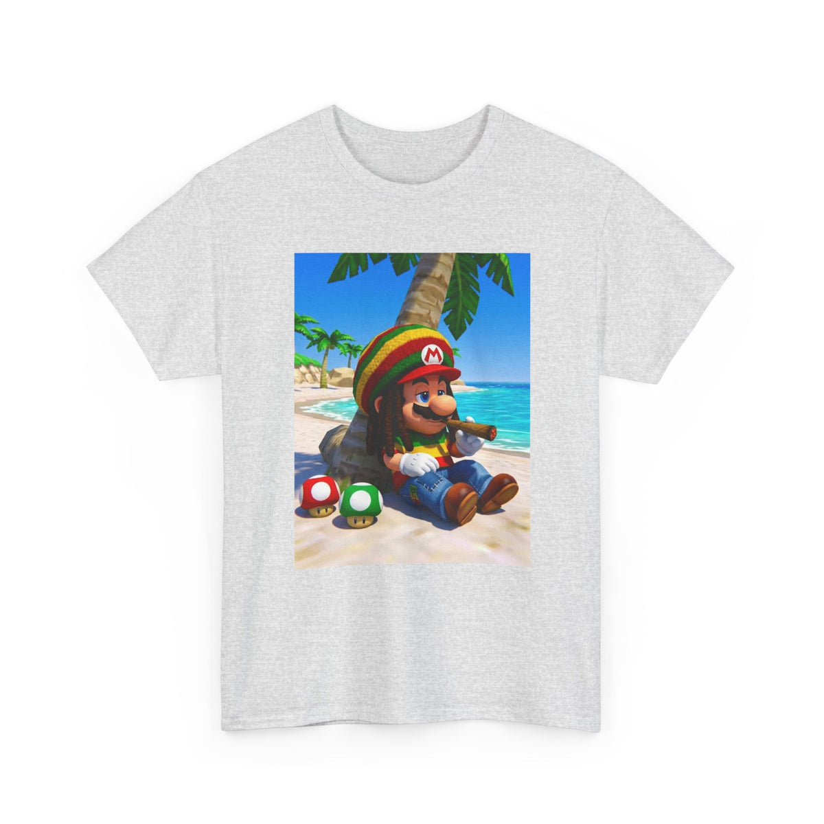 Rasta Mario Chilling On Beach Tee