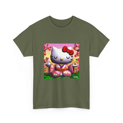 Kitty Meditating and Flipping Bird Tee