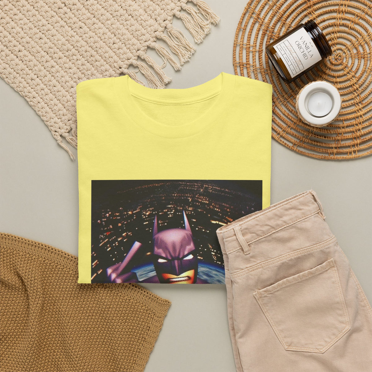 Pixel Batman Soaring Above Earth Tee