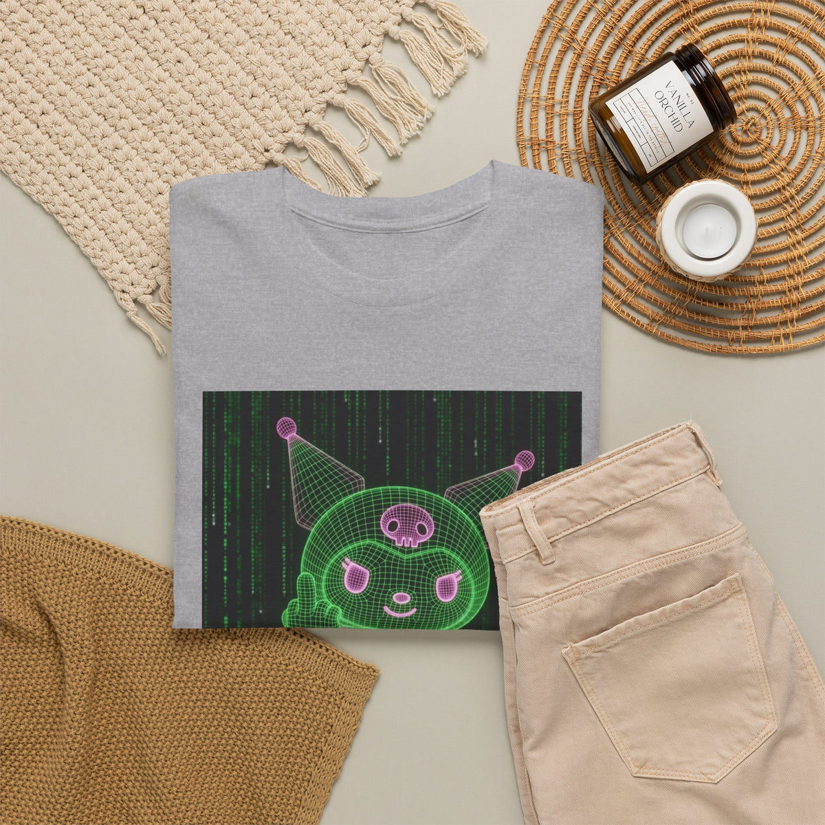 Kuromi Matrix Glitch Skateboard Flip Tee