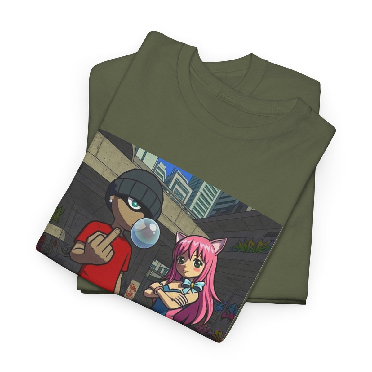 Skater Punk And Kitty Girl In Skater Park Tee