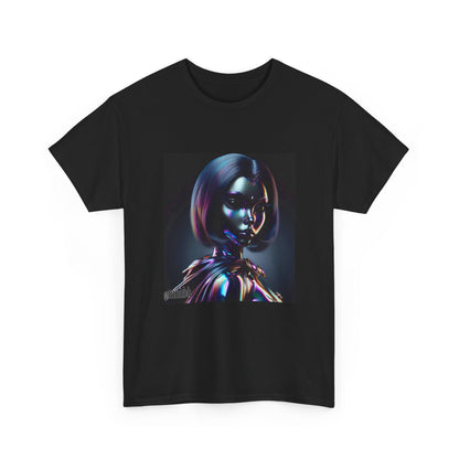 Holographic Cyberpunk Raven Stares Intensively