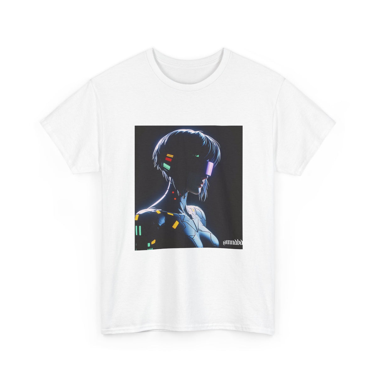 Cybernetic Enigmatic Figure Glowing In Darkness