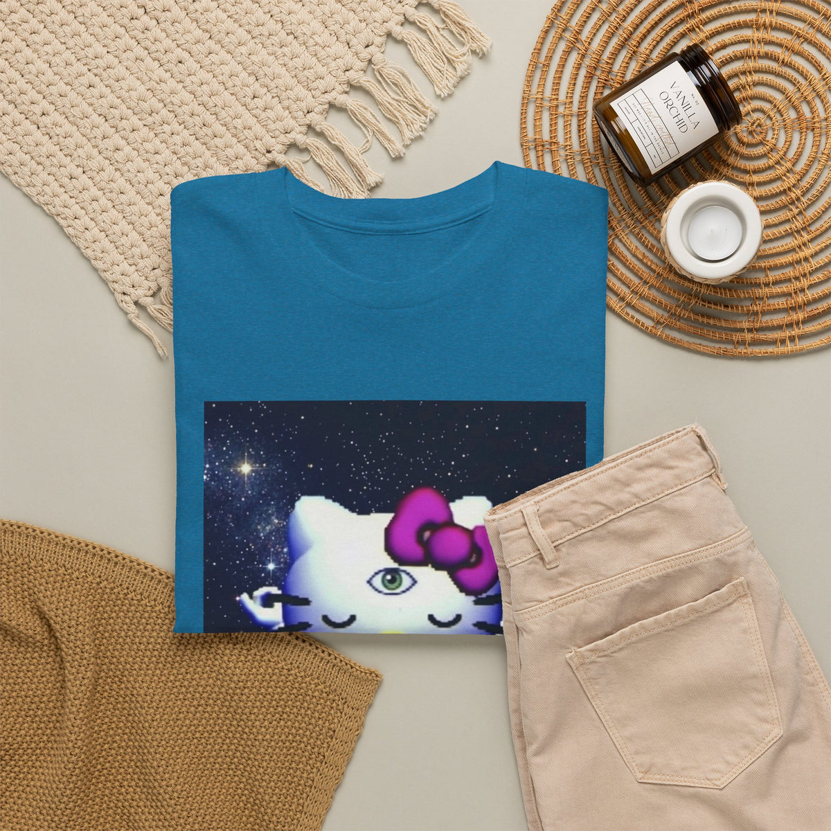 Third Eye Kitty Meditating In Space Tee