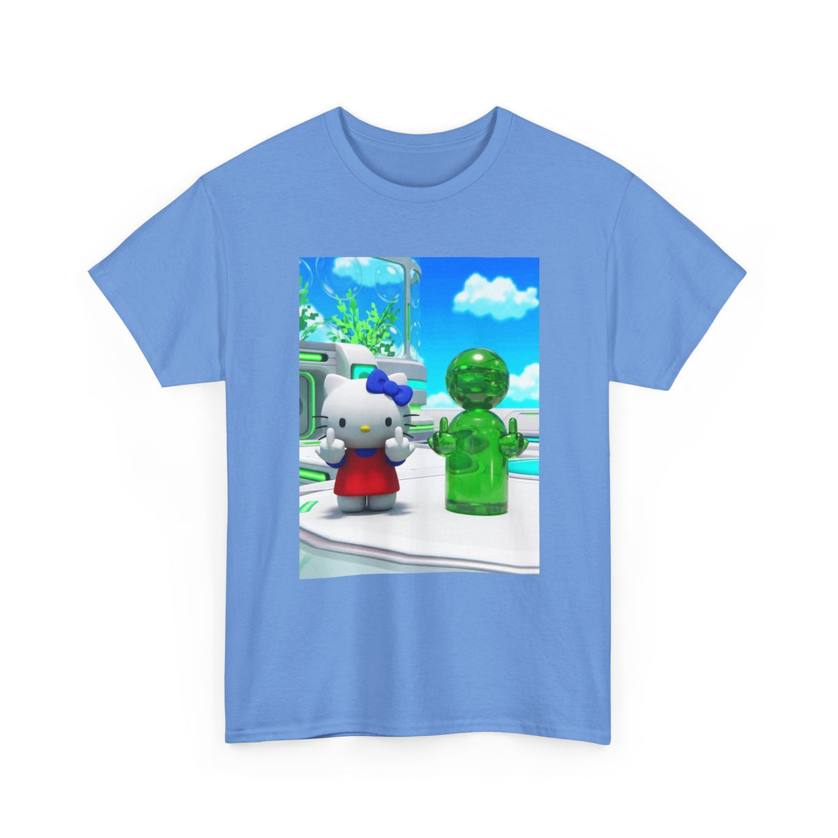 Kitty And Green Figure Flipping Off