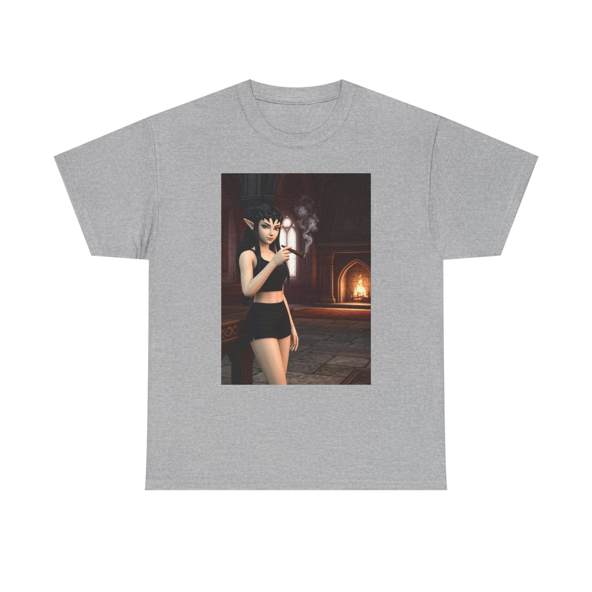 Dark Elf Girl Smoking Cigar Tee