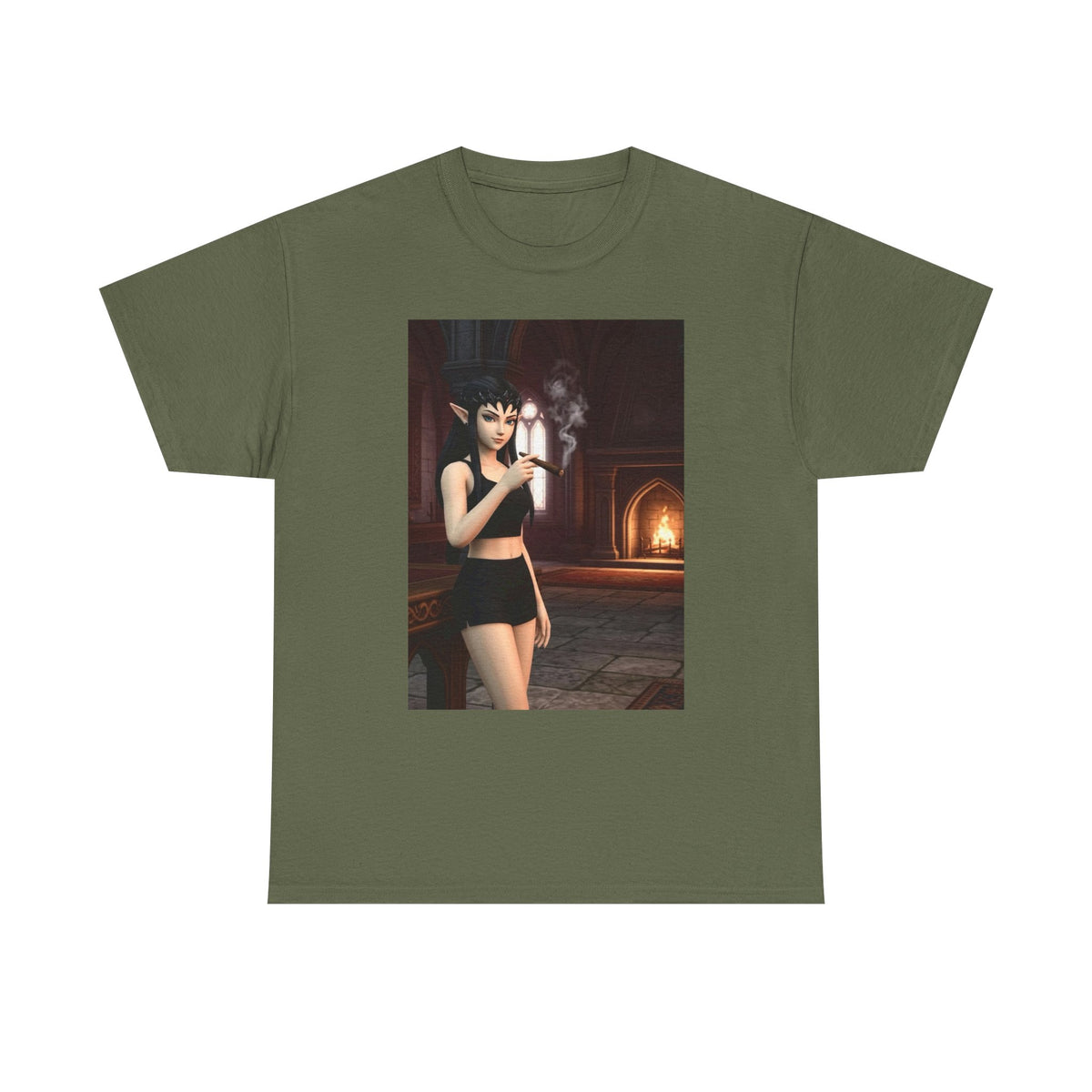 Dark Elf Girl Smoking Cigar Tee