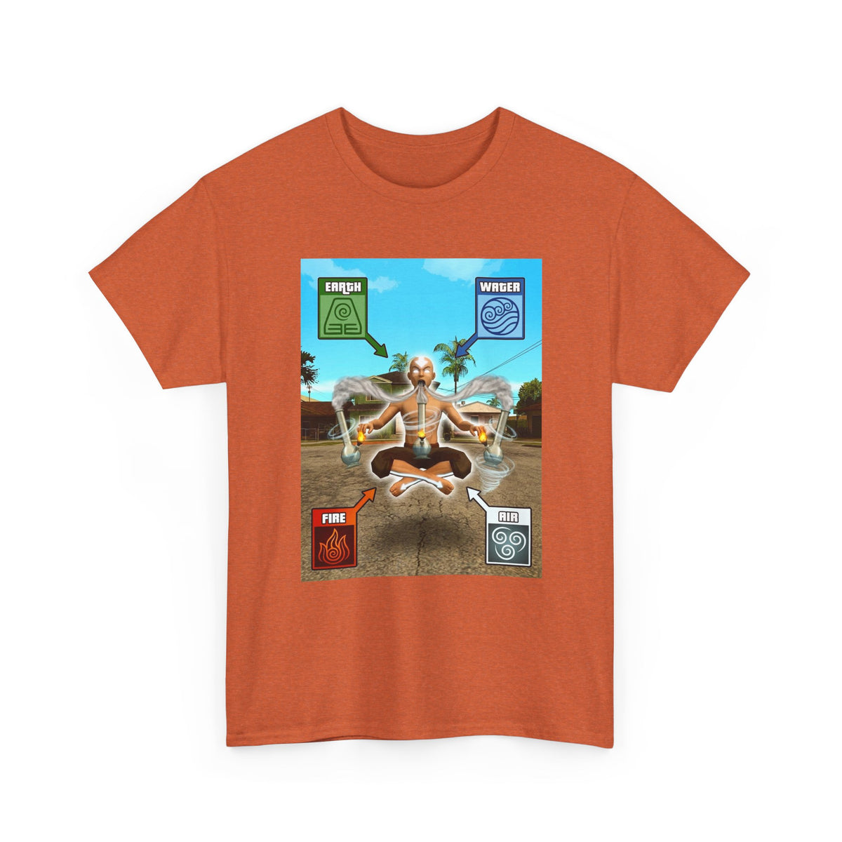Meditating Avatar Bending All Elements Tee