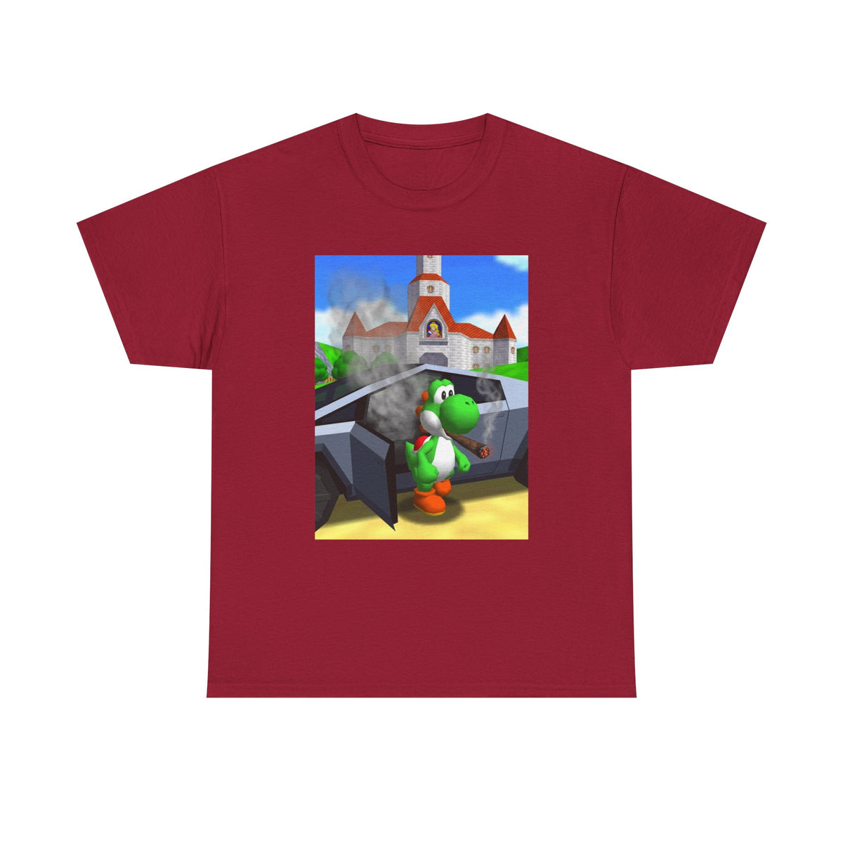Yoshi Puffing Blunt At Peach's Castle