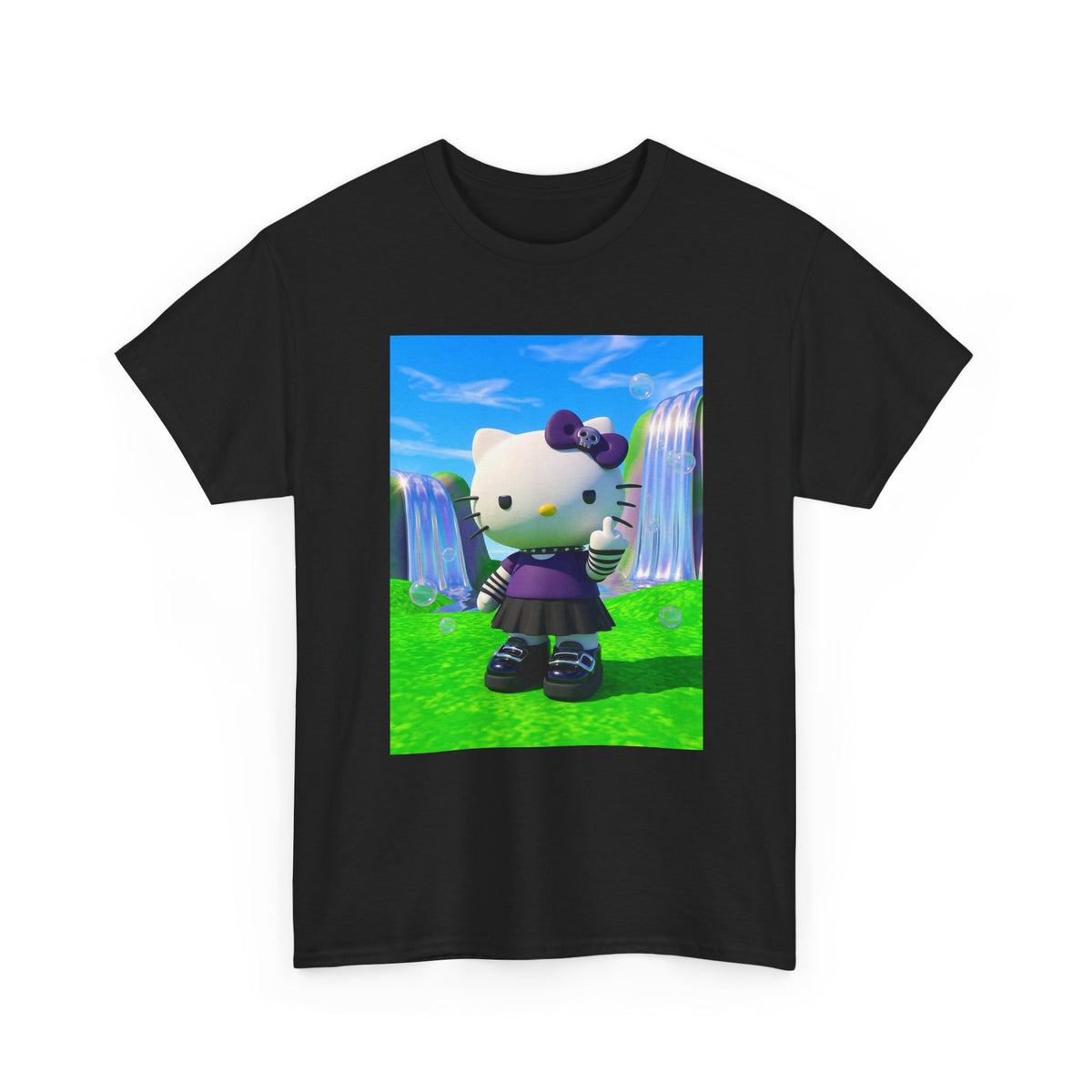 Goth Kitty Flipping Off In Wonderland