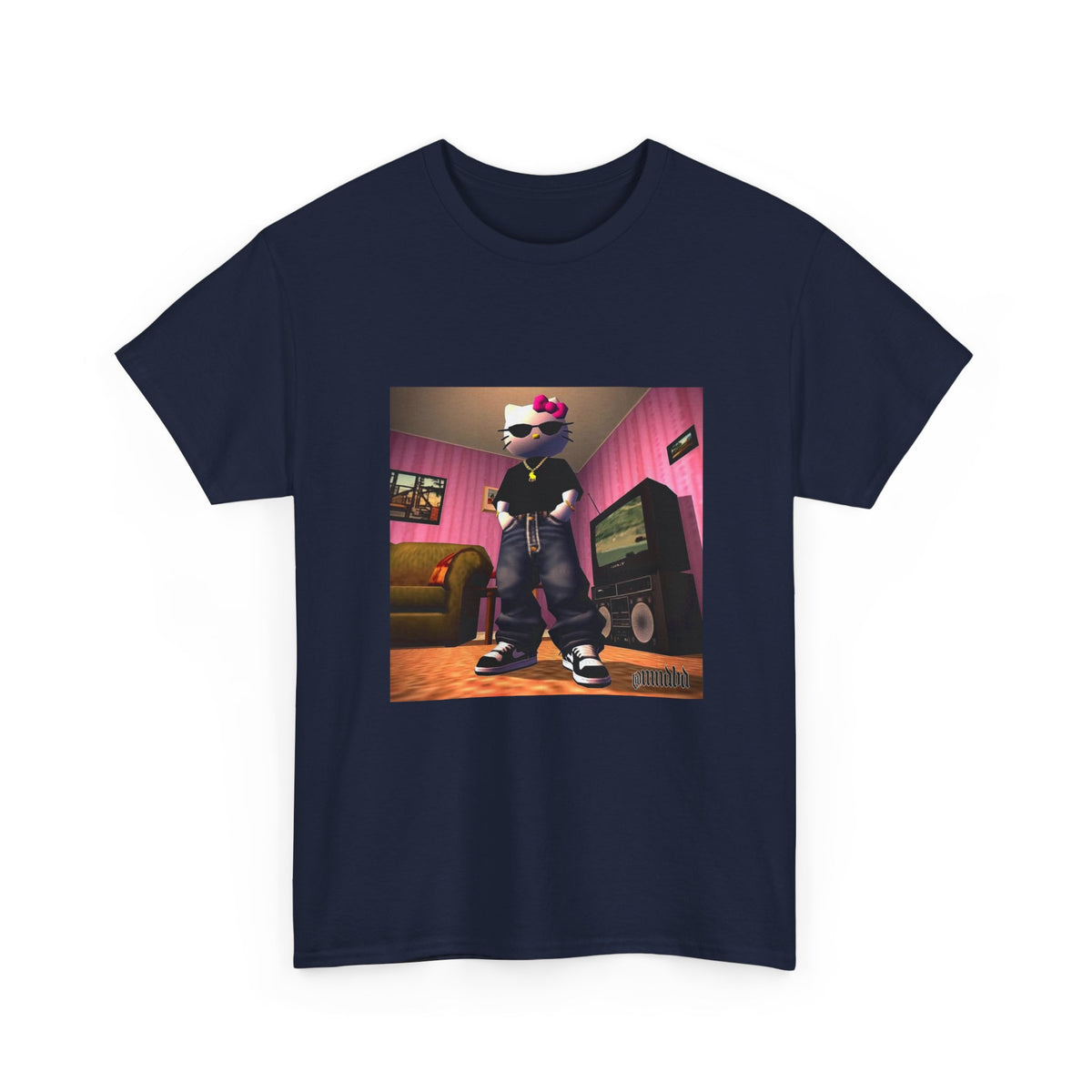 Gangsta Hello Kitty Chillin' In Low Poly Room Tee