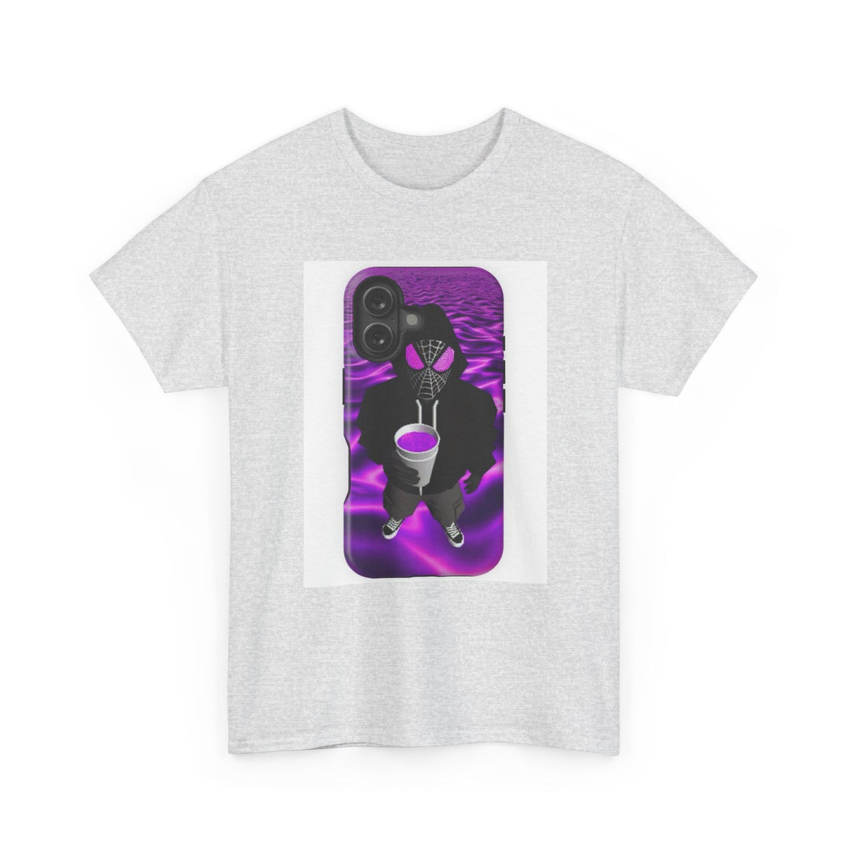 Pixelated Web-Slinger Holding Purple Drink Tee