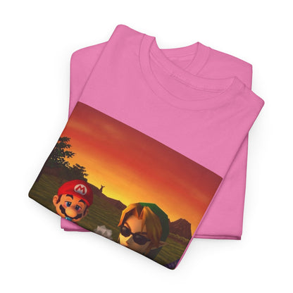 Mario and Link Chilling by Campfire