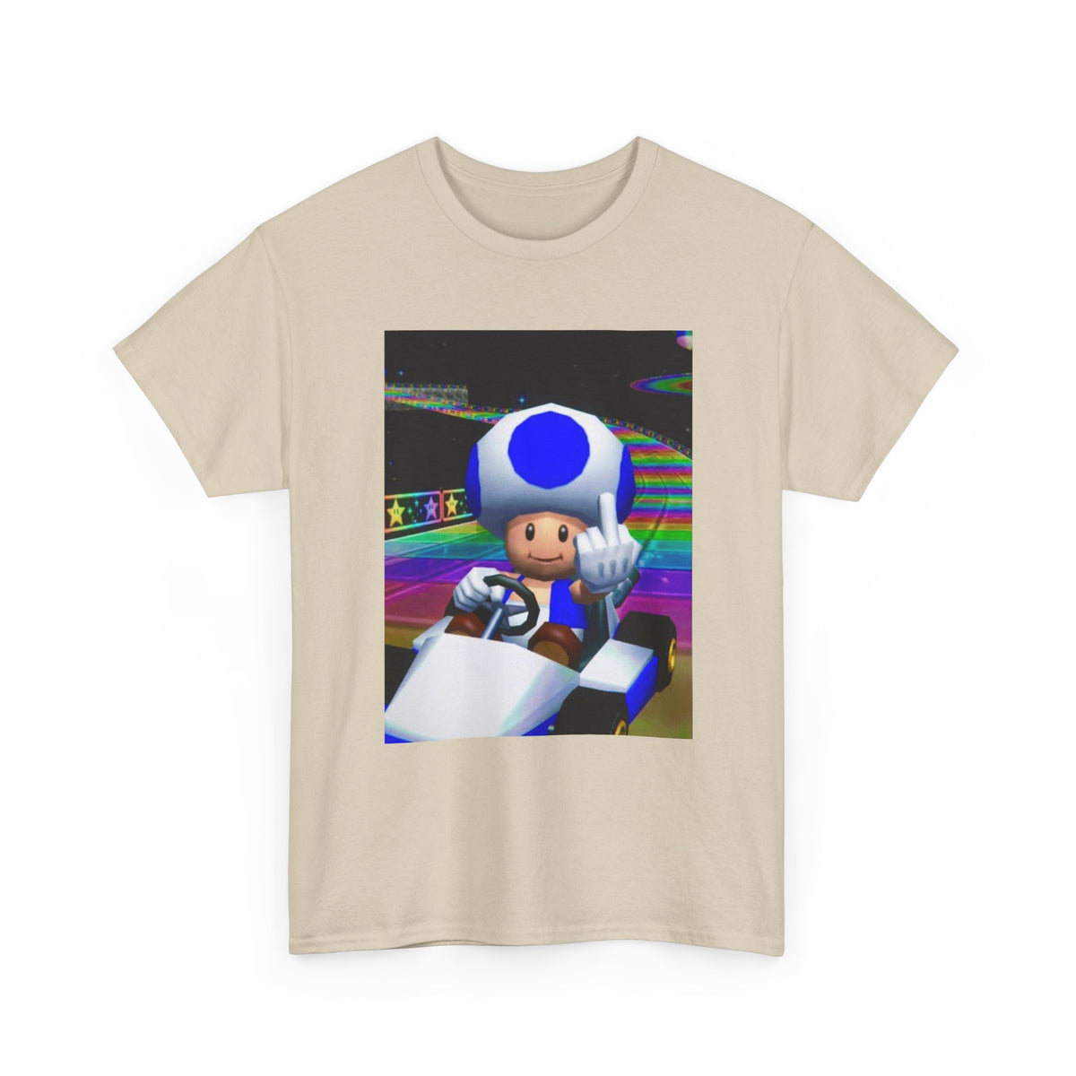 Blue Toad Flipping Off On Rainbow Road Tee