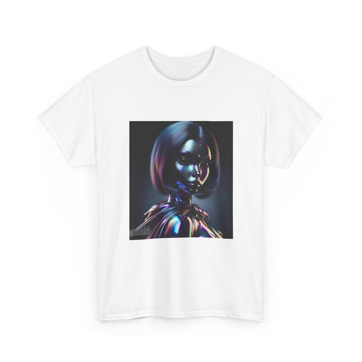 Holographic Cyberpunk Raven Stares Intensively