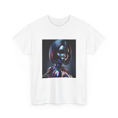 Holographic Cyberpunk Raven Stares Intensively